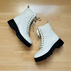 Marc Fisher Ivory Pierce Platform Combat Boots